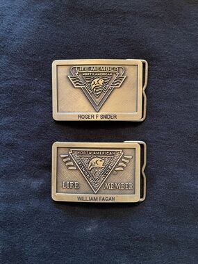 Set of 2 - Vintage North American Fishing Club Brass Belt Buckles